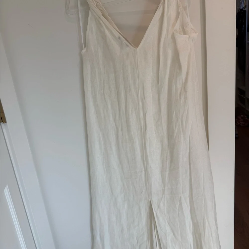 Massimo Dutti Cream linen midi dress - Picture 4 of 5